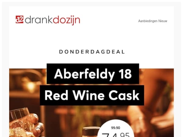 DonderdagDeal | Aberfeldy 18 years Napa Valley Red Wine Cask 70CL