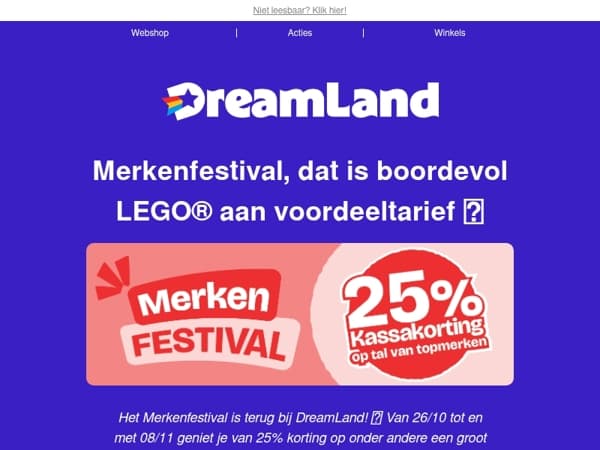 25% korting op LEGO tijdens het Merkenfestival