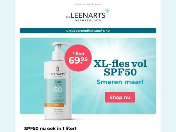  Op veler verzoek: SPF50 in 1 literfles 🧴🌞