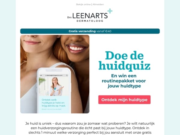 Doe de huidquiz en win een routinepakket voor jouw huidtype 🎁