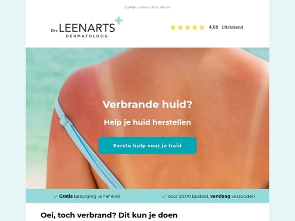 Ai, zonverbrand? Eerste hulp voor je huid