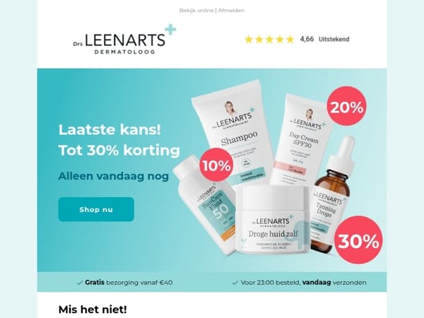 Alleen vandaag nog: tot 30% korting! 🧴