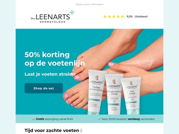 Laat je voeten stralen met 50% korting