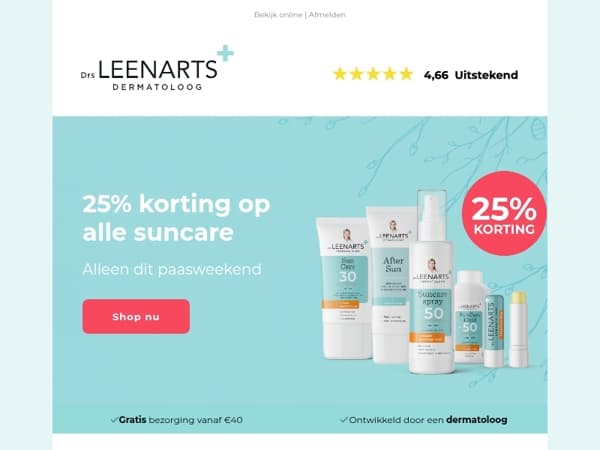 25% korting op alle suncare ☀️