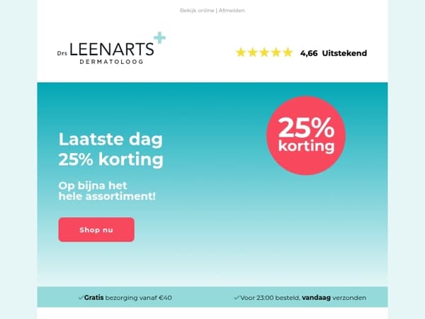 Vandaag nog 25% korting op je favorieten