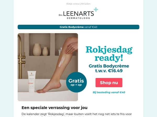 🌷 Vier Rokjesdag met een gratis Bodycrème 