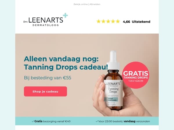 Alléén vandaag nog Tanning Drops cadeau! ☀️