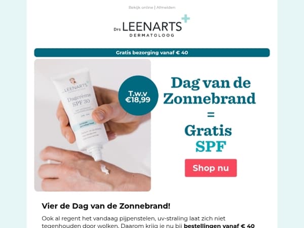 Dag van de Zonnebrand = Gratis SPF!