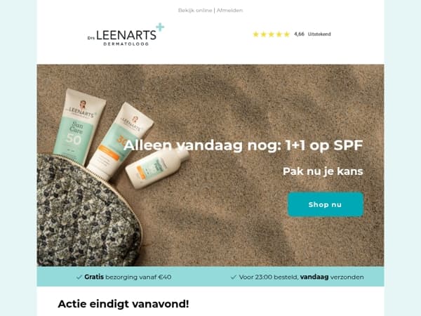Alleen vandaag nog: 1+1 op Suncare ☀️