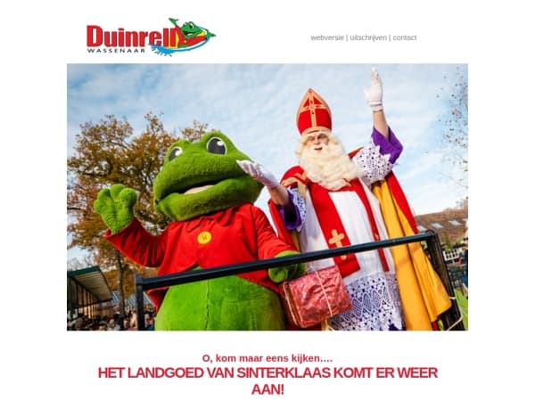 Sint logeert weer op Duinrell! Kom je ook?