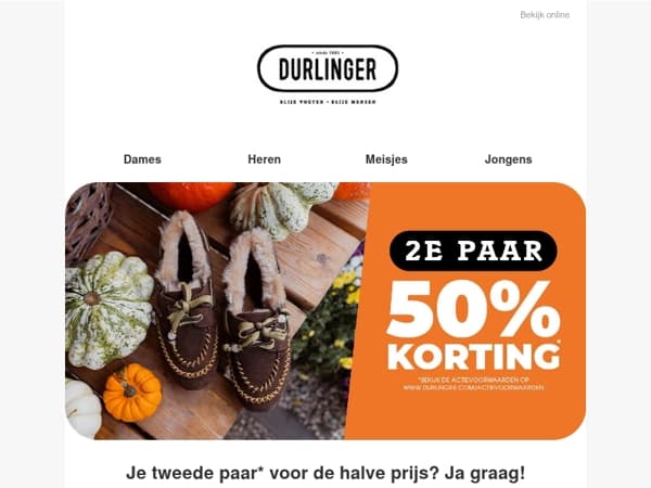 Je tweede paar* voor de halve prijs? Ja graag!