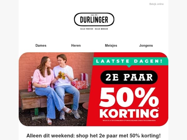 Laatste dagen: shop het 2e paar met 50% korting! ✨