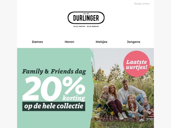 Laatste kans: 20% korting op alles!