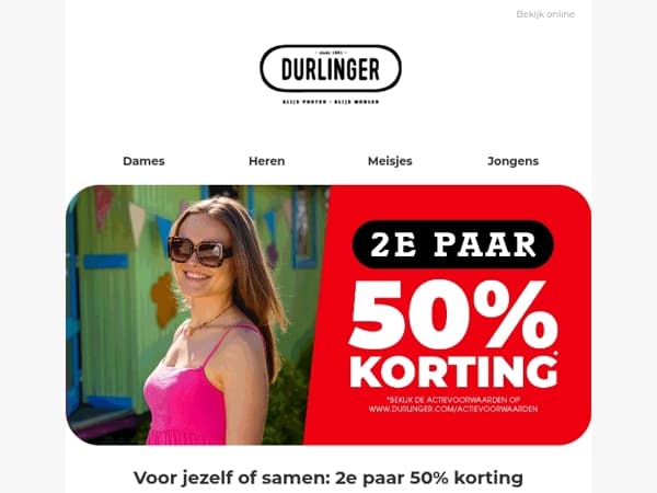 Voor jezelf of samen: 2e paar 50% korting