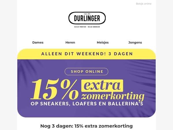 Nog 3 dagen: 15% extra zomerkorting