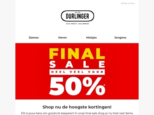 FINAL SALE = 50% korting! 🛍️🔥