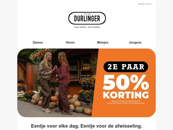 Dat extra paar? Met 50% korting!