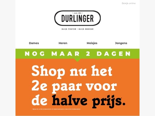 Laatste kans: jouw 2e paar voor de halve prijs!