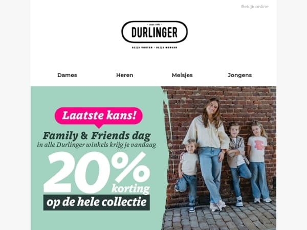 Laatste kans: 20% korting op alles!
