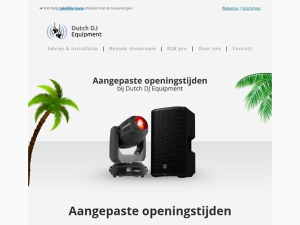 Aangepaste openingstijden showroom 🌴