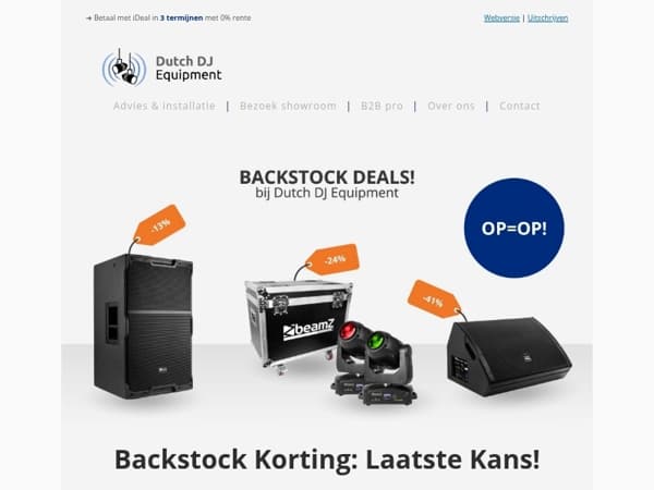 Backstock Deals! 🤑 Scoor korting op JBL, DAP, BeamZ en meer