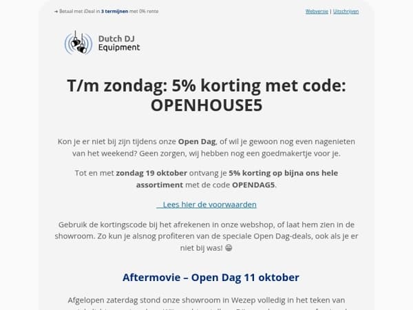 Open Dag gemist? Nog 5% korting t/m zondag! 💰️🛒