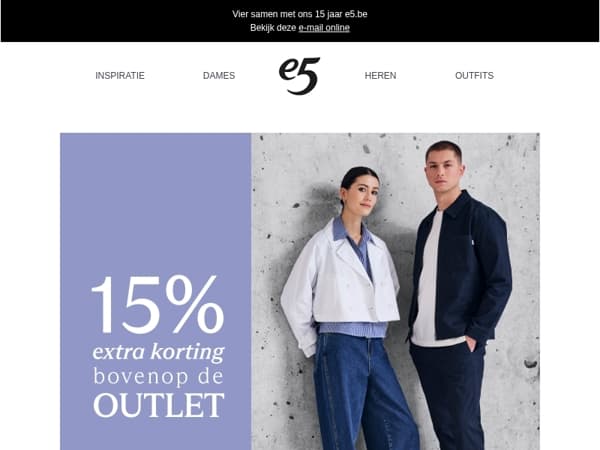 NU: 15% korting bovenop de outlet
