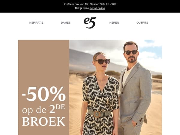Nu: -50% op de tweede broek