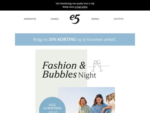 Uitnodiging: Fashion & Bubbles Night op 08/05