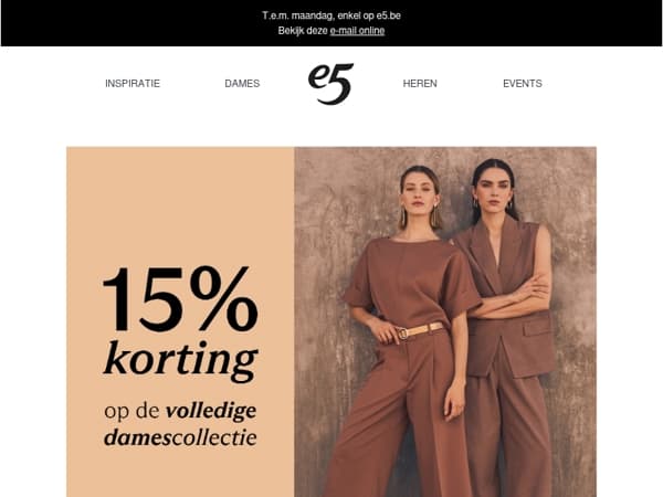 Profiteer nu: 15% korting op alles voor dames