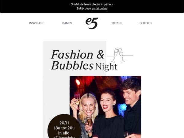 Uitnodiging: feestelijke Fashion & Bubbles Night