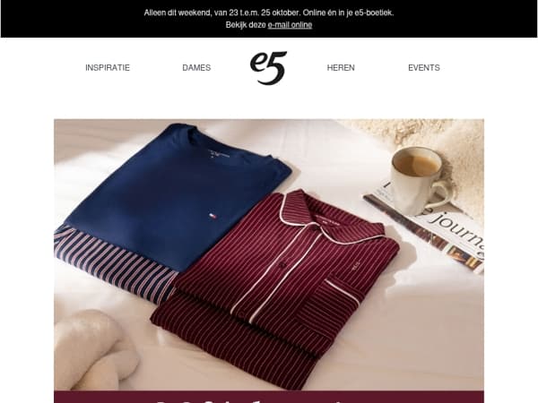 Cosy weekenddeal | -20% op pyjama's, loungewear & ondergoed