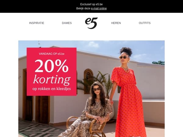 Vandaag: -20% op alle kleedjes en rokken