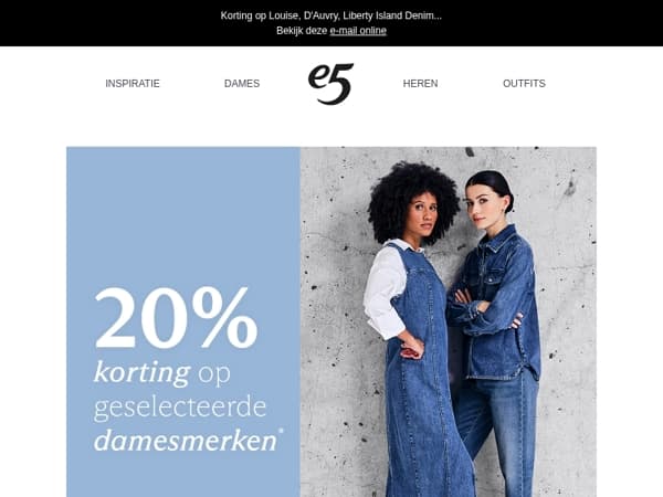Nu op e5.be: -20% op geselecteerde damesmerken