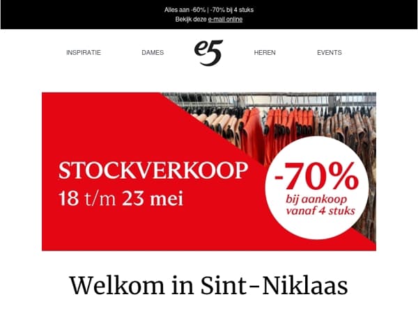 Stockverkoop in Sint-Niklaas - kom deze week langs