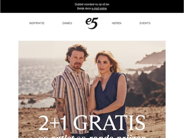Web only: 2 + 1 gratis op outlet en ronde prijzen