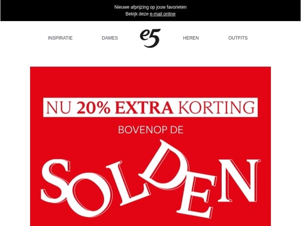 20% EXTRA korting bovenop de solden