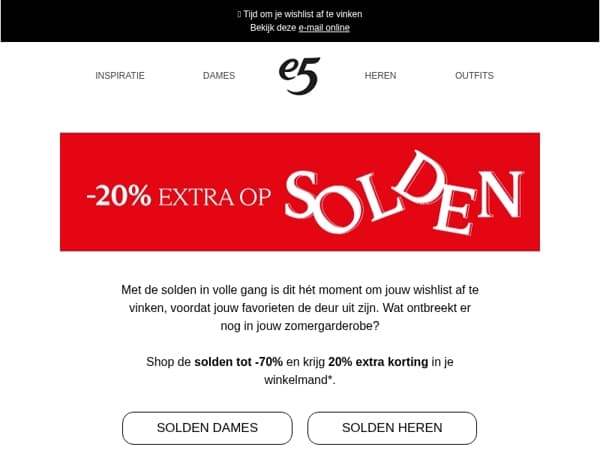 Profiteer van -20% EXTRA op solden