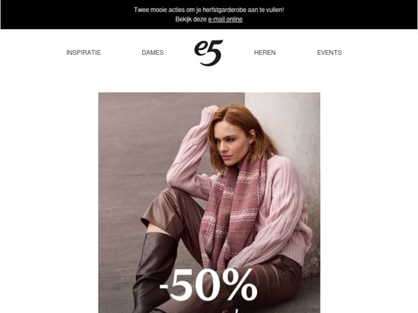 2e damestrui aan -50% én 2+1 gratis op de volledige herencollectie
