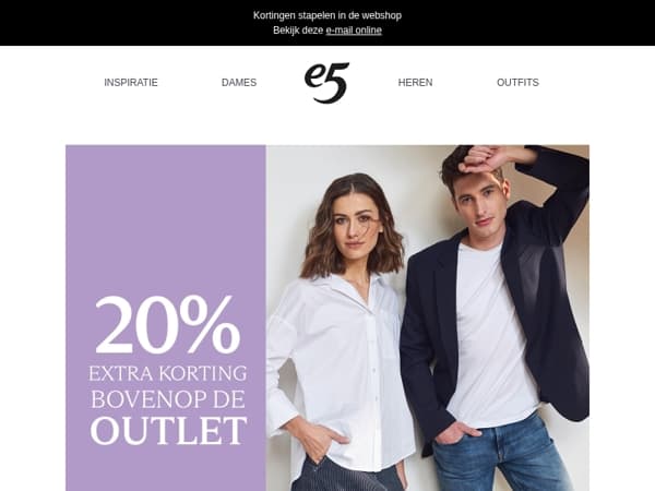 NU: 20% extra korting bovenop de outlet