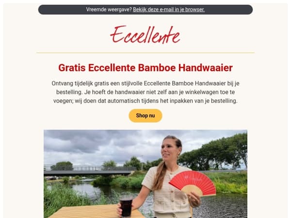 Gratis Eccellente Bamboe Handwaaier vanaf €50