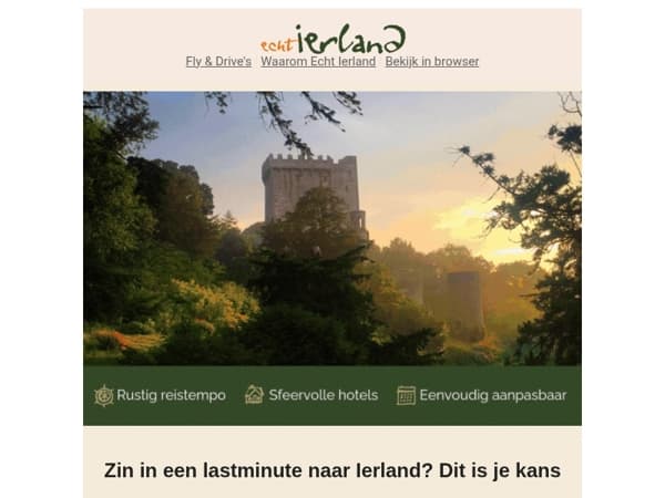 Nog last minute naar Ierland? Tot €150 korting. Boek nu