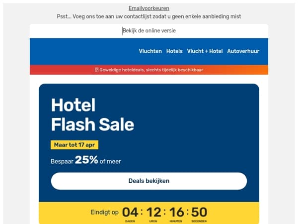 ⚡ Hotel Flash Sale: bespaar 25% of meer