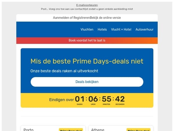Exclusieve Prime Days-deals voor meer dan 100 bestemmingen