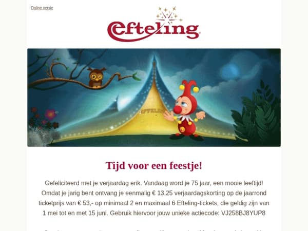 🎁 Een verjaardagscadeau van de Efteling
