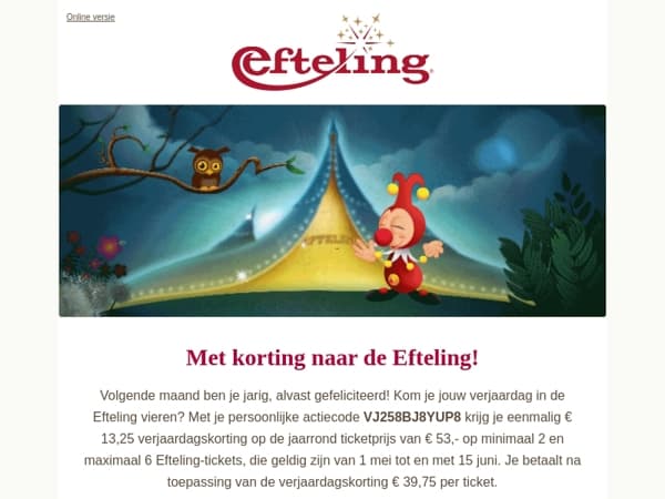 🎁 erik, alvast een verjaardagscadeautje van de Efteling.
