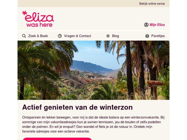 Wandel, fiets, tennis, verwonder...