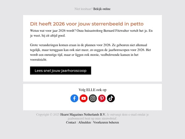 De ELLE Jaarhoroscoop 2026 is er!