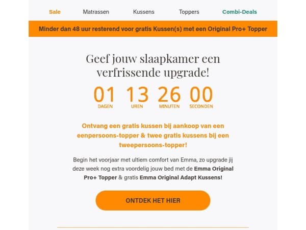 Gratis Kussens! Minder dan 48 uur resterend