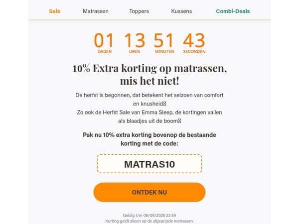 Back to comfort: 10% extra korting op matrassen!